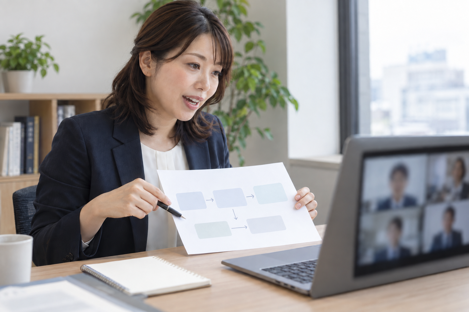 オンラインで初期設定の流れを説明する日本人カスタマーサクセス担当者