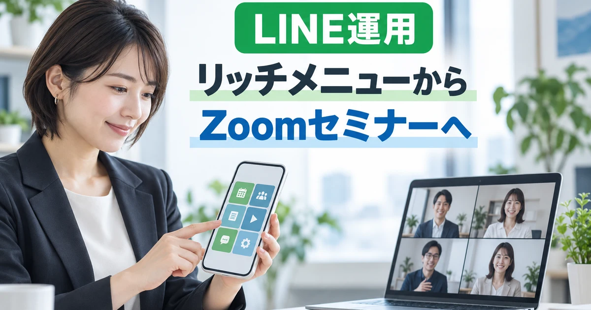 LINEリッチメニューからZoomセミナーまでの導線を確認する担当者