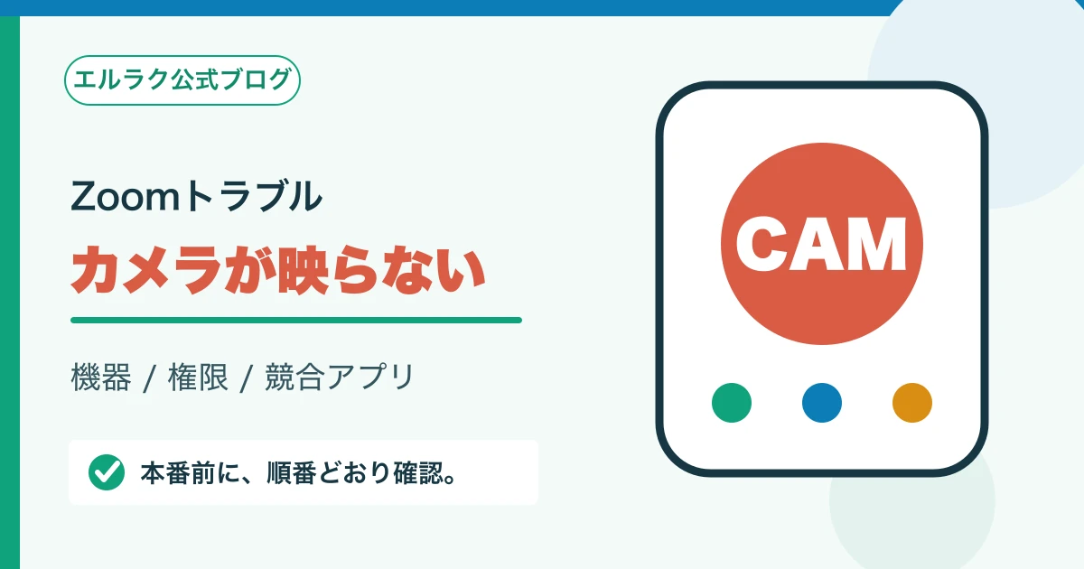 Zoomでカメラが映らないときの確認順を示す図