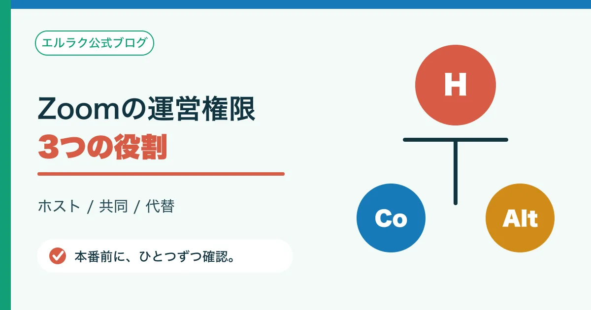 Zoomのホスト・共同ホスト・代替ホストの役割を比較する図