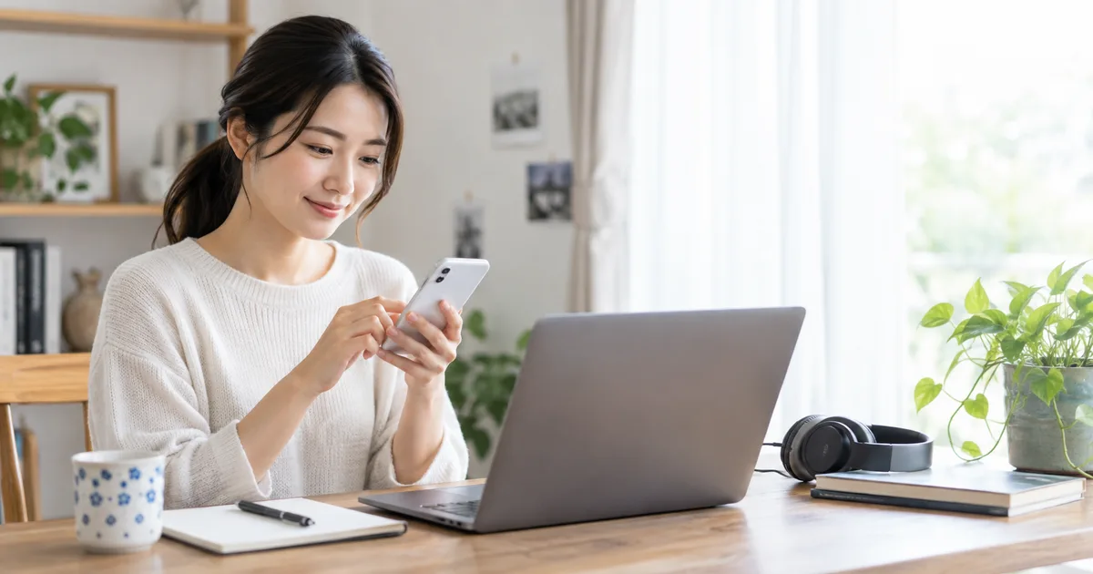 LINEの参加案内を見ながらZoomセミナーへ入室する参加者