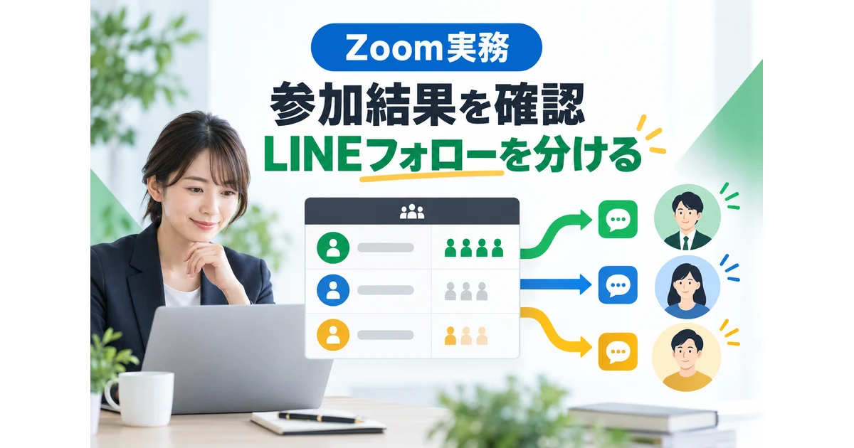 Zoomウェビナーレポートを見ながらLINEフォローを分ける担当者